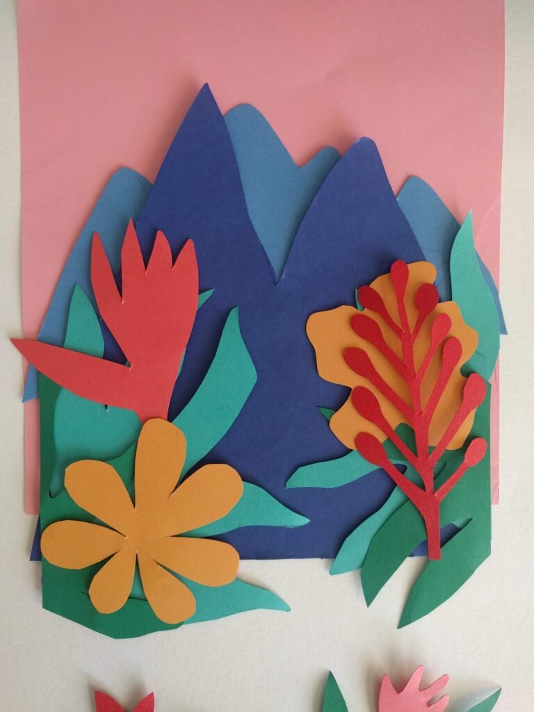 Illustration en papier représentant les paysages de Madagascar, inspiration du coffret