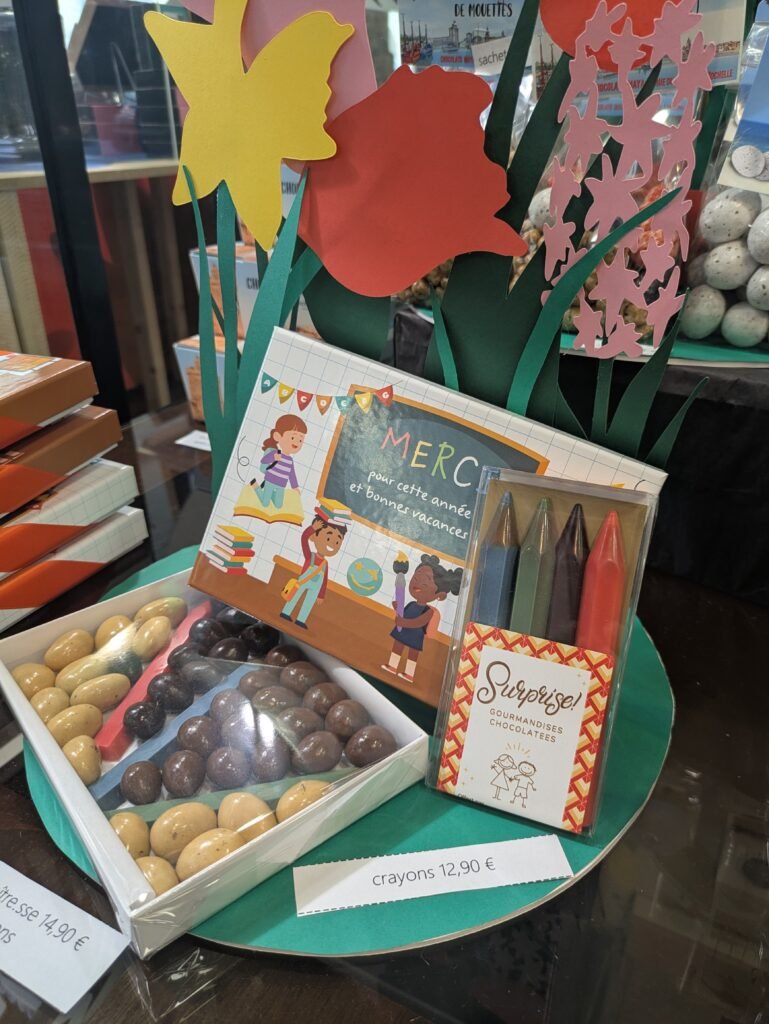 Crayons en chocolat & œufs nougatine